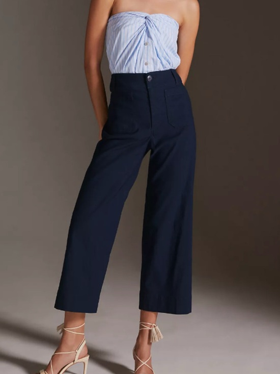 Anthropologie Pants - Anthropologie Maeve Colette Pant Wide-Leg Cropped in Ink sz 30